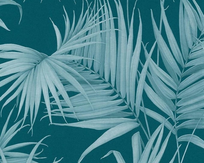 PALMBLAD BEHANG | Botanisch - blauw groen - A.S. Création Michalsky 3