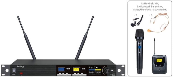 Citronic TU2-C Draadloos microfoonsysteem met 1 hand en 1 headset microfoon