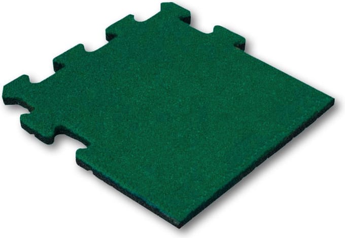 Rubber tegel 50 mm - 50 x 50 cm - Groen - Puzzelsysteem - Zijstuk