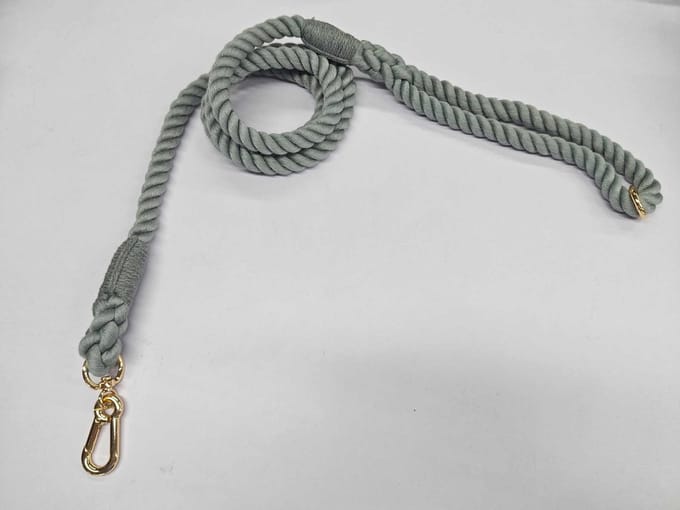 Cavlicious® - honden leiband - hondenriem - zacht katoen - 1.50m - grijs