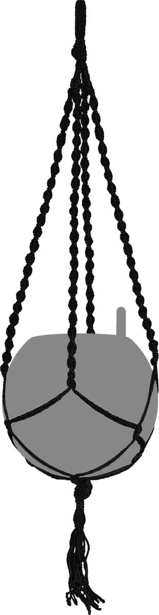 LECHUZA Macramé BOHO 90 - Plantenhanger - 85 cm lengte - zwart