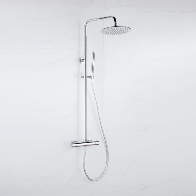 FugaFlow Eccelente Acces Regendoucheset - thermostatisch - 30cm hoofddouche - gladde slang - staaf handdouche - chroom