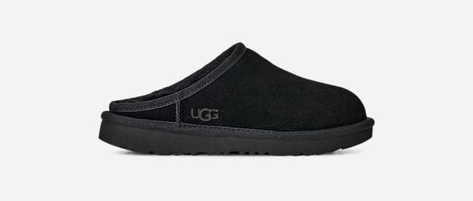 UGG® Classic Slip-On for Kids in Black, Size 4, Suede/Polyester/Wool