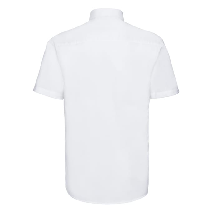 Russell Collection Heren Klassiek Effen Oxford Overhemd Met Korte Mouwen (Wit)