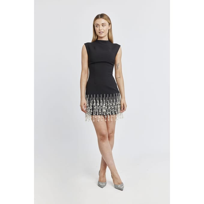 Odd Muse Sleeveless Pearl Drop Dress Black Größe: S | Minikleider Outlet | Damen | Weiß
