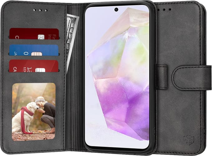 Hoesje geschikt voor Samsung Galaxy A36 - Techsuit Diary Book Wallet Case - Zwart