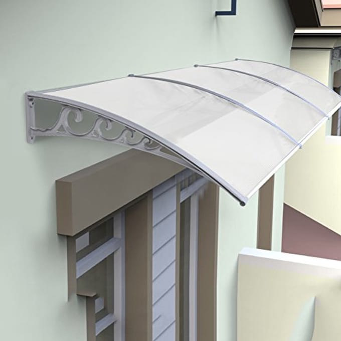 Luifel Polycarbonaat - Regenkap Deur - Bescherming Buiten - Slagvaste Dubbellaags - 80 x 240 cm - Transparant