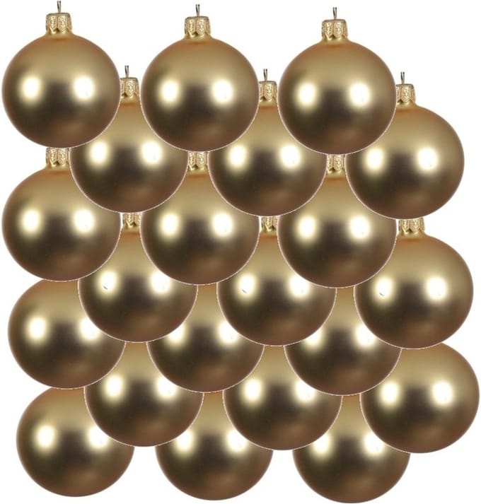 Decoris kerstballen - 18x - goud - 8 cm - glas - mat - velvet - kerstversiering