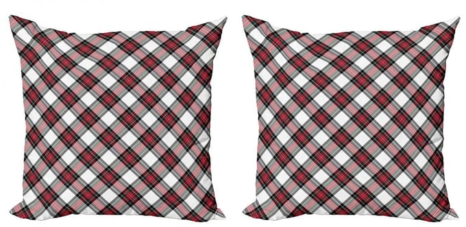 ABAKUHAUS Schottenkaro Kussenhoezen Set – 2x50x50 cm – Dubbelzijdig bedrukt – Met ritssluiting – Multicolor