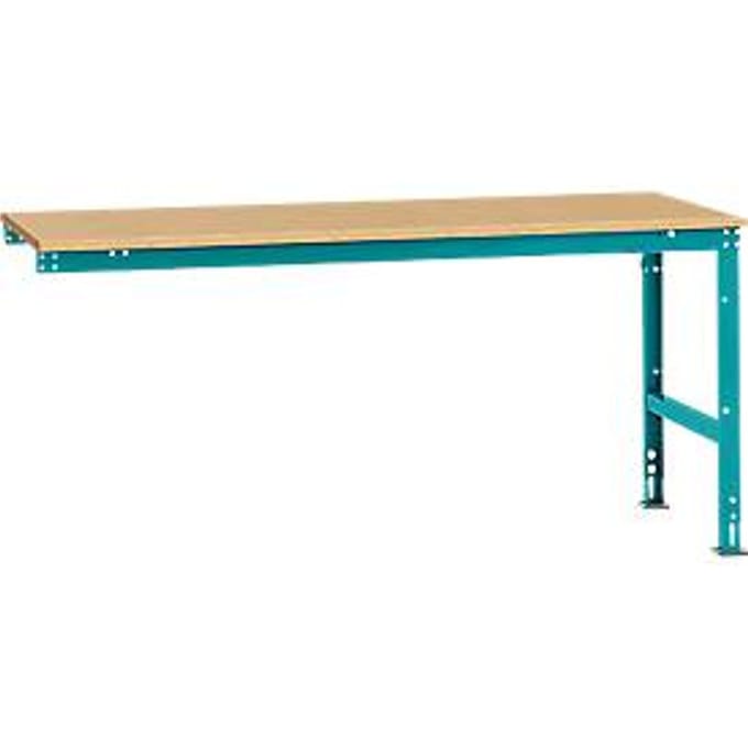 Manuflex aanbouwtafel UNIVERSAL Standaard, tafelblad multiplex, 2000 x 1000, waterblauw