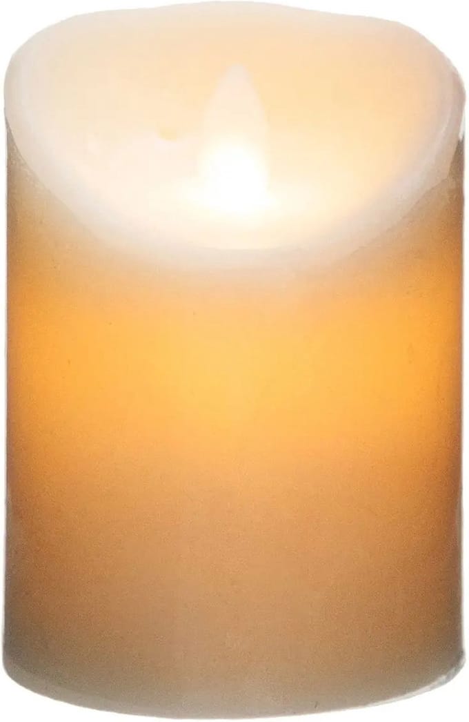 Atmosphera Led stompkaars - 1x stuks - Warm licht - Wit - 10 x 14,5 cm