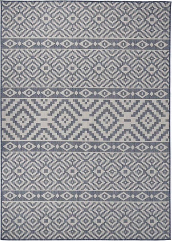 vidaXL - Buitenkleed - met - patroon - platgeweven - 120x170 - cm - blauw