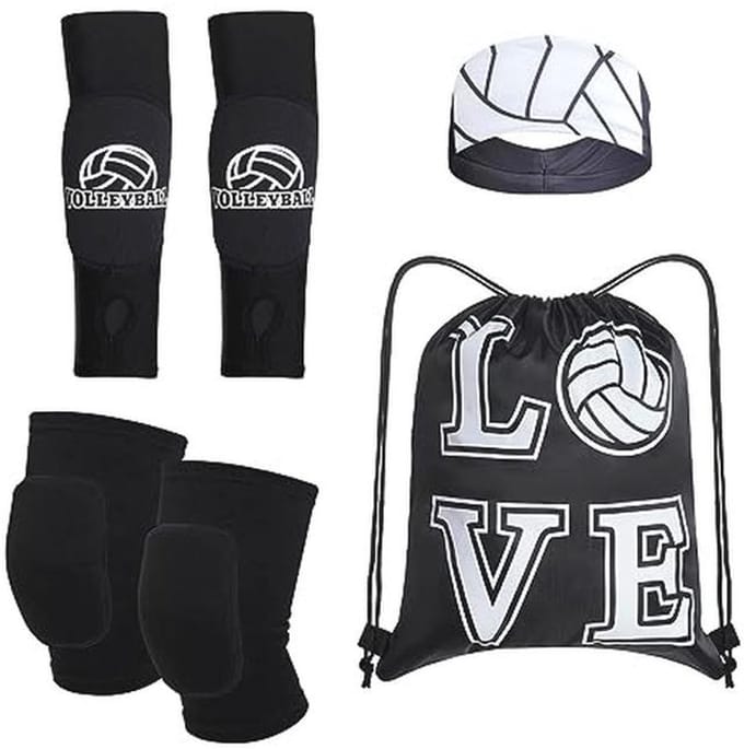 4 Stuks Volleybal Accessoires - Kniebeschermers, Arm Mouwen en Hoofdband voor Training