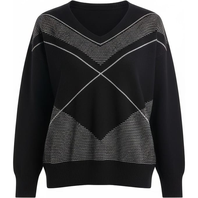 dames t-shirts d.exterieur - inlay lux hals v - zwart