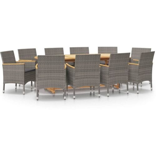 vidaXL - 11-delige - Tuinset - met - kussens - grijs