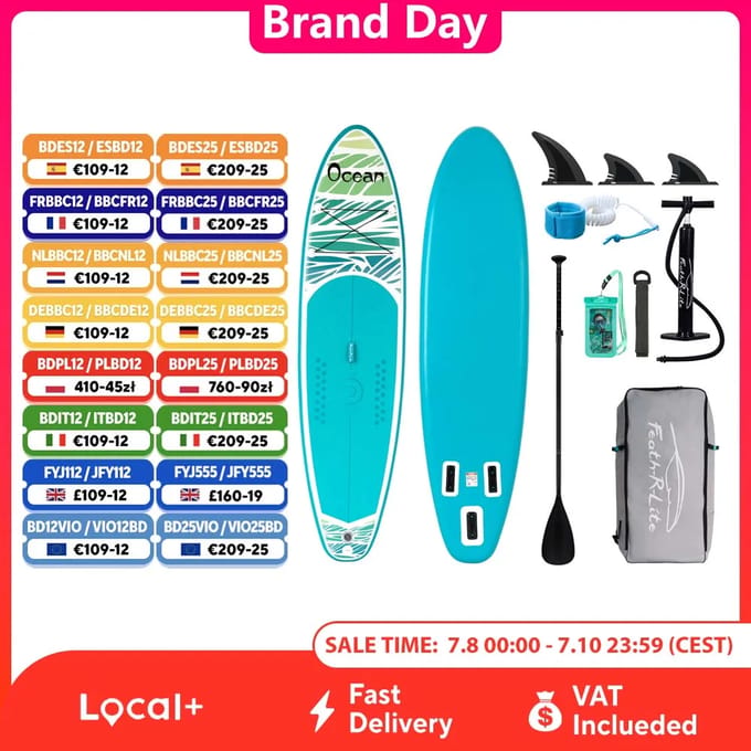FunWater Stand Up Paddle Board Grote Maat 335×85×15CM Opblaasbaar Paddleboard Surfplank Surf Sup Board Antislip Paddleboard SUPFW10B(330*84*15CM)