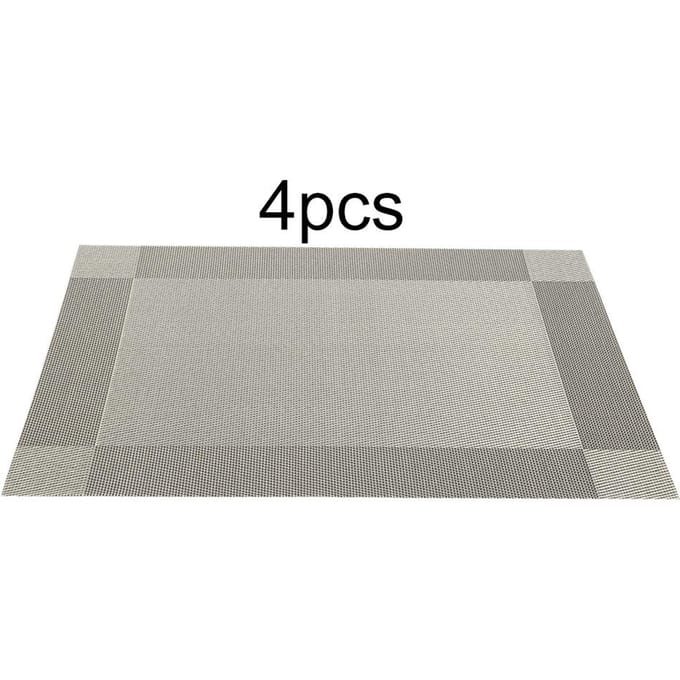 4 stuks placemat mode PVC eettafel mat bord pads onderzetters tafelkleed pad(Grijs) gray