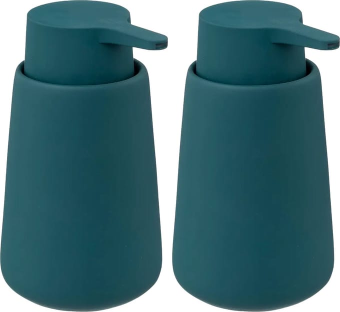 5Five Zeeppompje/dispenser Colorama Lotion - 2x - petrol blauw - 8 x 15 cm - 250 ml - kunststeen