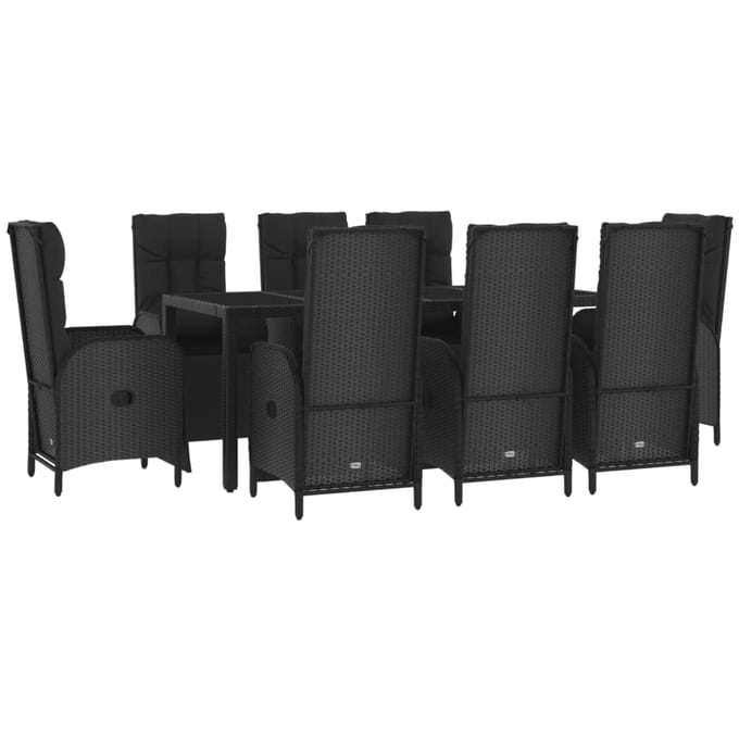 vidaXL - 9-delige - Tuinset - poly - rattan - zwart