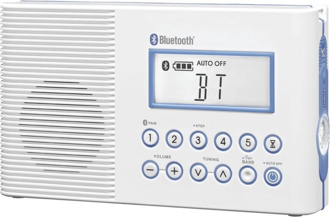 Draagbare Waterdichte Douche Radio met Bluetooth, AM/FM en Weeralarm