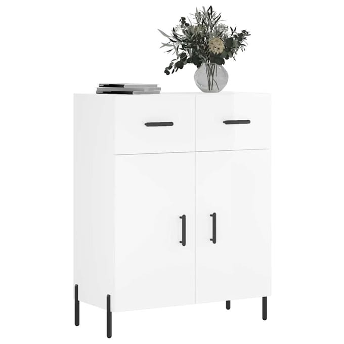 vidaXL - Dressoir - 69,5x34x90 - cm - bewerkt - hout - hoogglans - wit