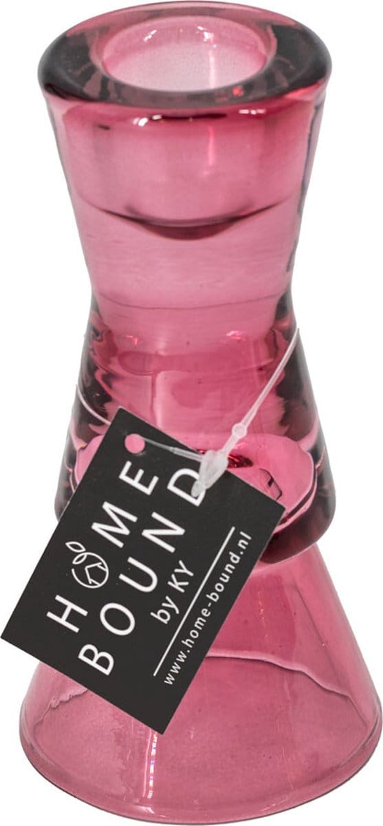 Glazen kaarsenstandaard roze