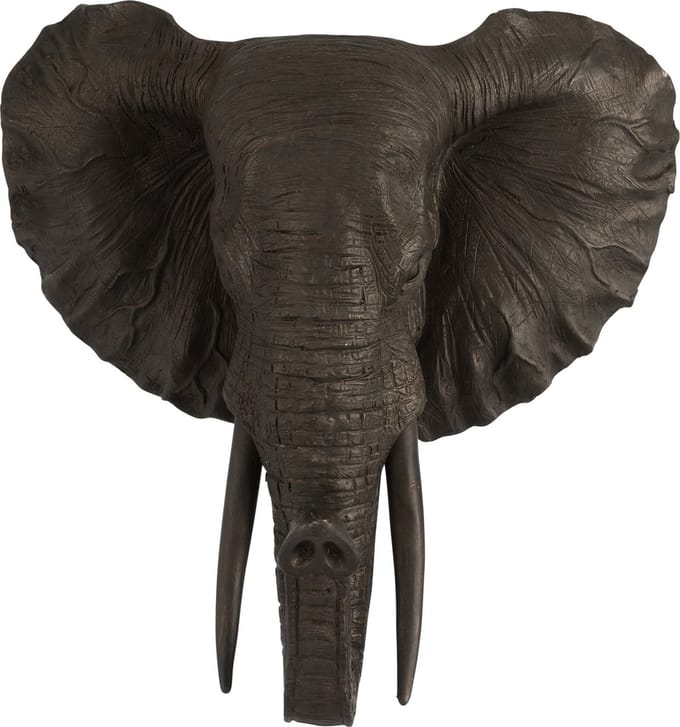 J-Line wanddecoratie Olifant Hangend - polyresin - bruin