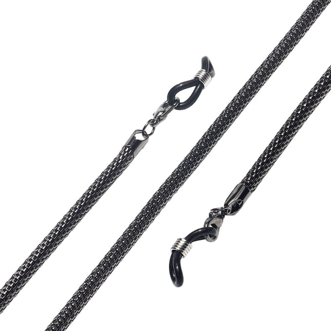 Fako Bijoux® - Brillenkoord - RVS - Stainless Steel - Metaal - Mesh - 3mm - 75cm - Donkergrijs