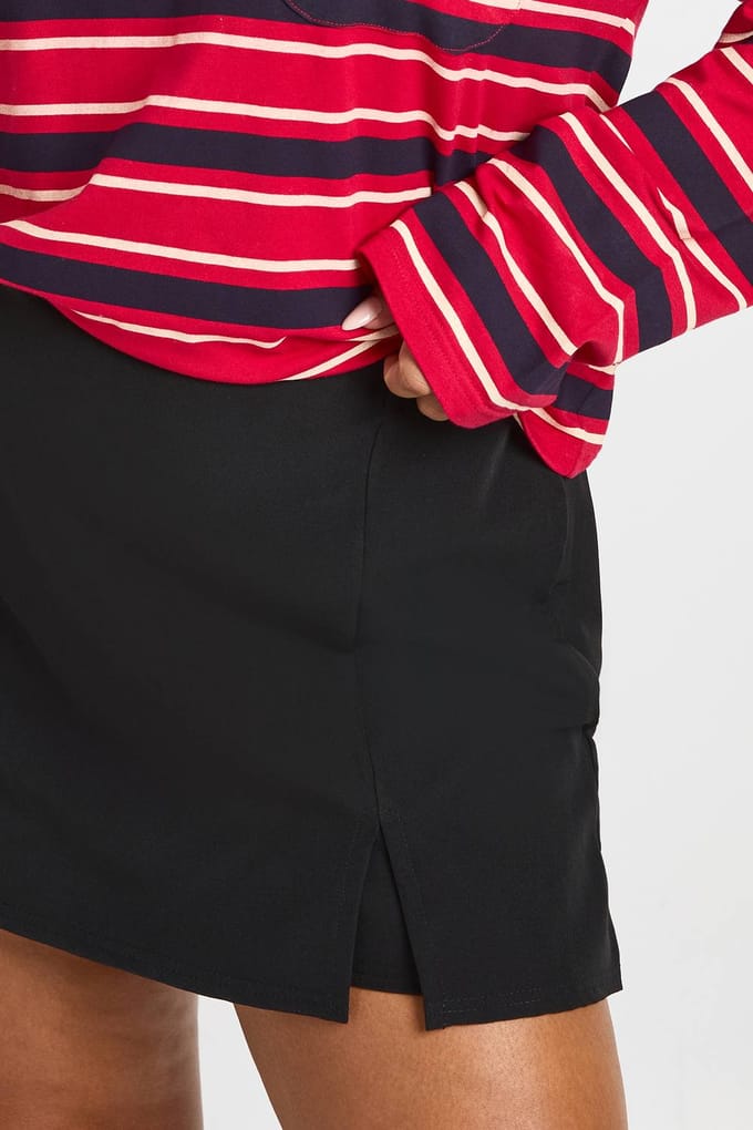 boohoo Dames Plus Geweven Wrap Skort | Zwart | Maat: 44