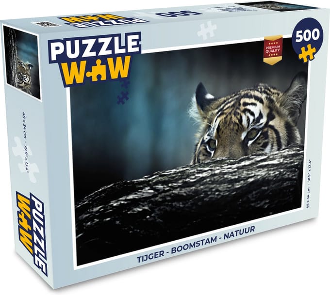 Puzzel Tijger - Boomstam - Camouflage - Legpuzzel - Puzzel 500 stukjes