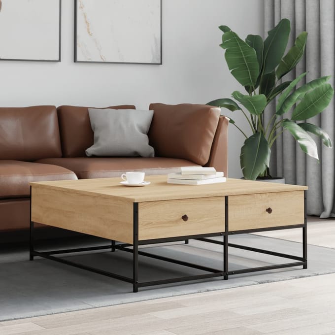 vidaXL - Salontafel - 100x99x40 - cm - bewerkt - hout - sonoma - eikenkleurig