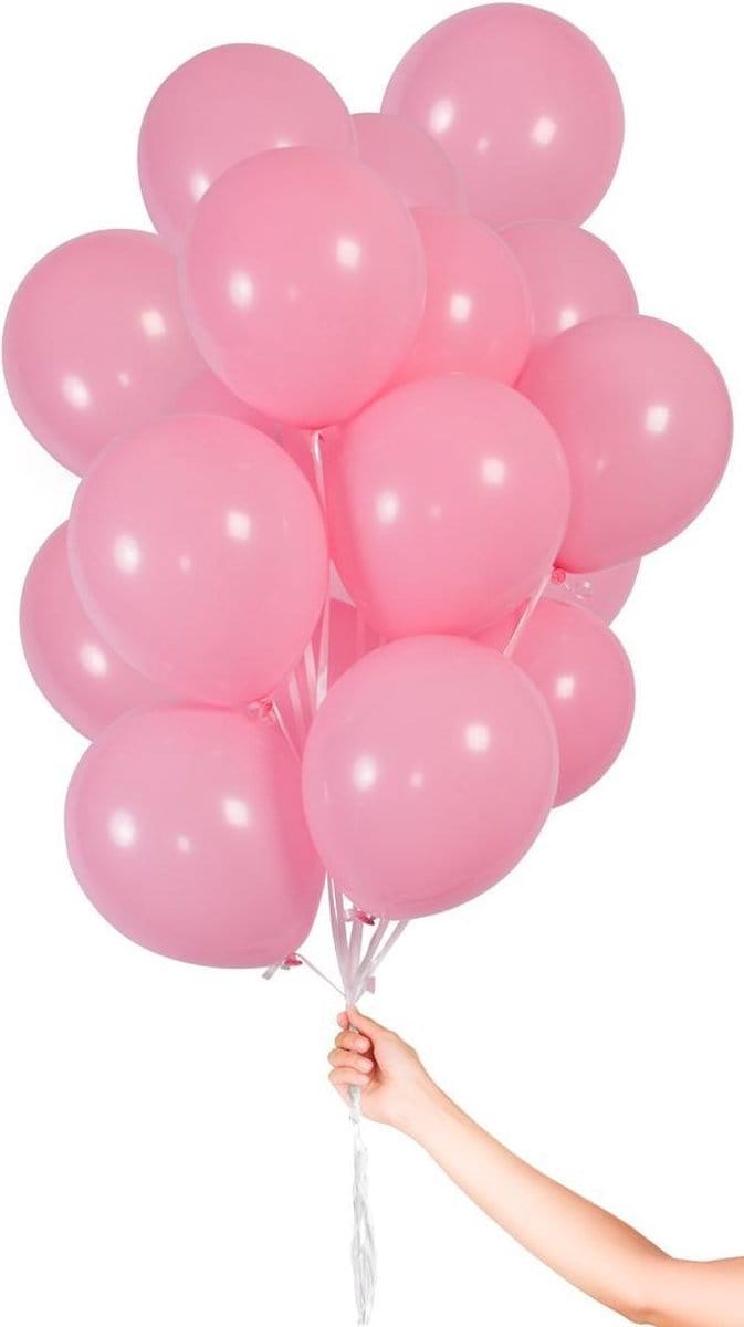 Lichtroze Ballonnen met Lint 23cm - 30 stuks