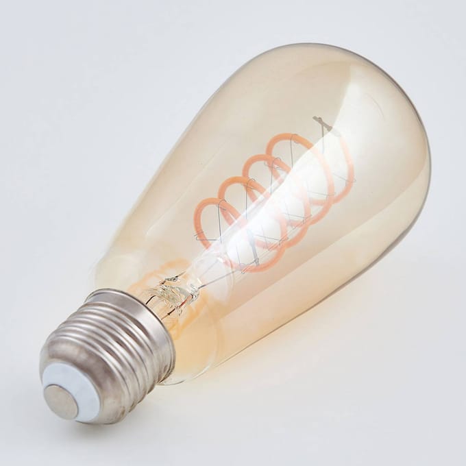Lindby E27 LED-Rustika Curved Line 4W, 1.800K, amber