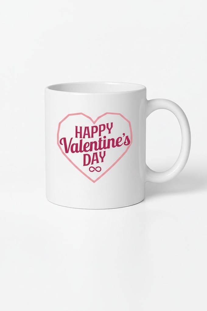 Valentijnsdag Mok Happy Valentine's Day met Roze Geometrisch Hart