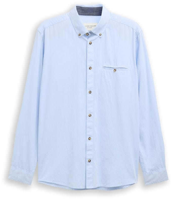 Tom Tailor - Regular fit overhemd van katoen - Maat M - blue stripy structure
