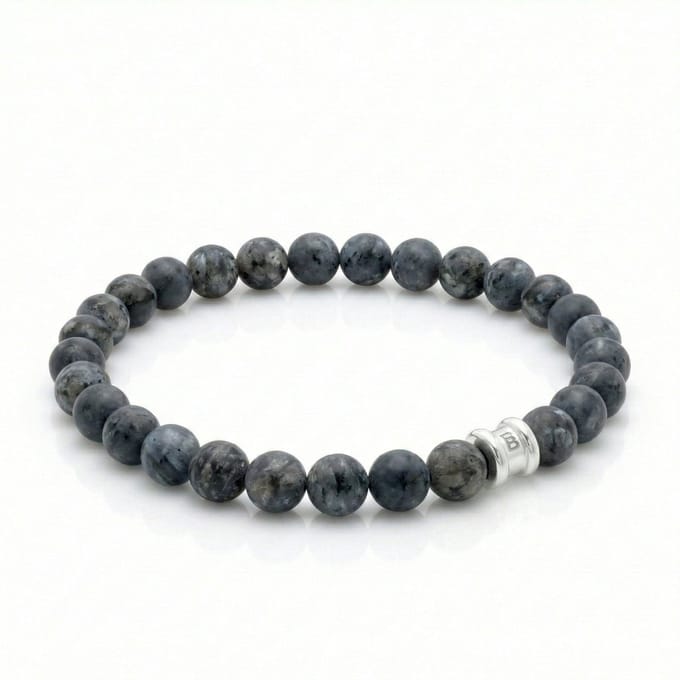 STEEL & BARNETT - Kralenarmband Heren - Larvikiet - Maat L