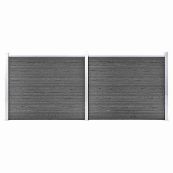 vidaXL - Schuttingpanelenset - 353x146 - cm - HKC - zwart