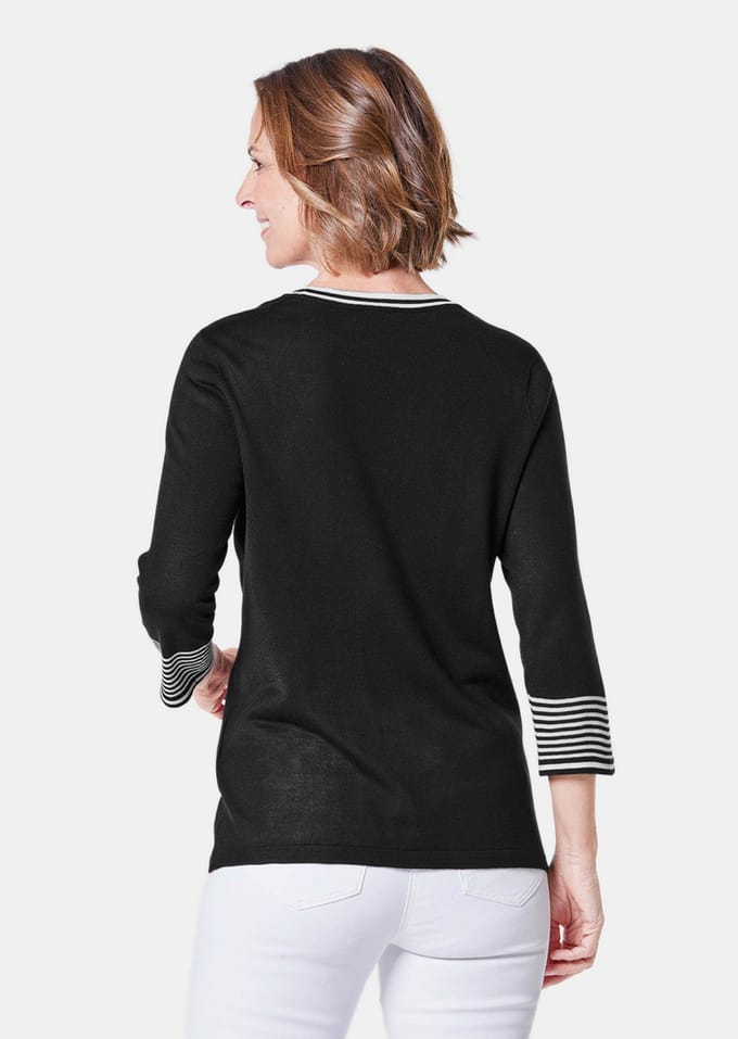 Pullover met elegant motief - zwart / wit - Gr. 19 van Goldner Fashion