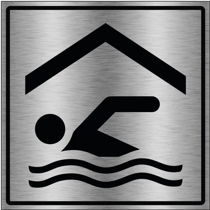 Overdekt zwembad bord - gecoat brushed aluminium | 20 x 20 cm