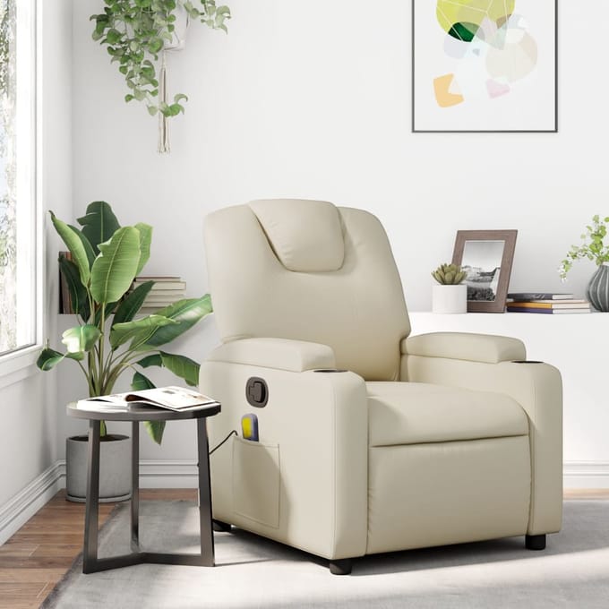 vidaXL - Massagestoel - van - kunstleer - in - crèmekleur