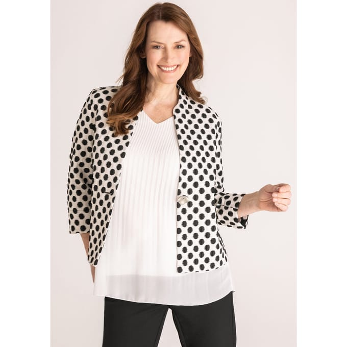 Blazer van jacquard met structuur - gebroken wit / zwart - Gr. 44 van Goldner Fashion