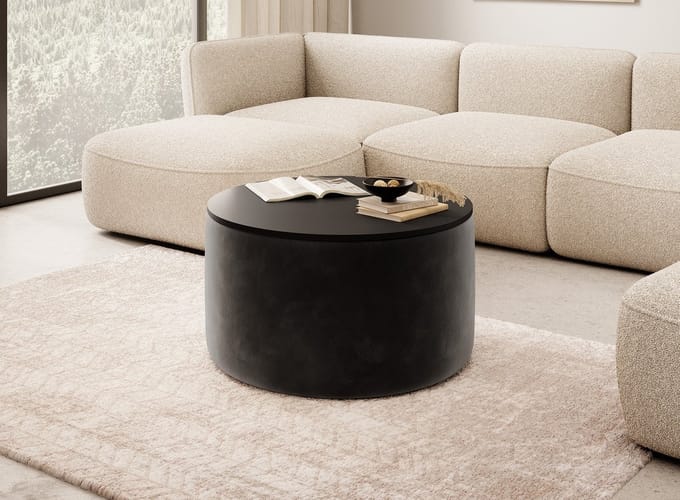 Meubella - Salontafel Marcio - Zwart velvet - 75 cm