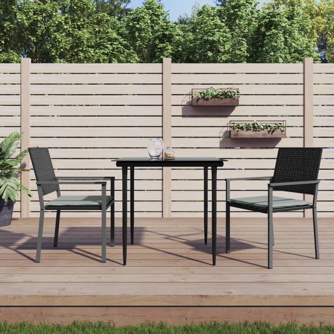 vidaXL - 3-delige - Tuinset - met - kussens - poly - rattan - en - staal