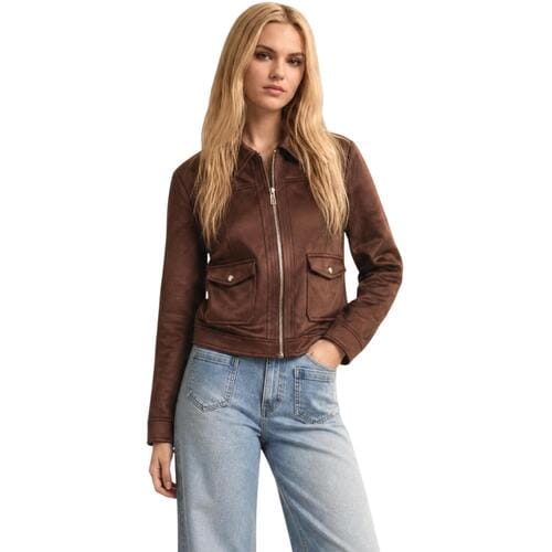 Morgan - Kort suède jasje 252-Gliva Dark Brown - Maat : 34