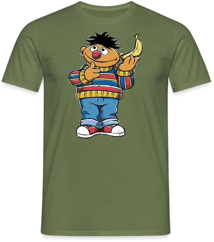 Sesamstraat Ernie Banana Telefoon T-Shirt Heren
