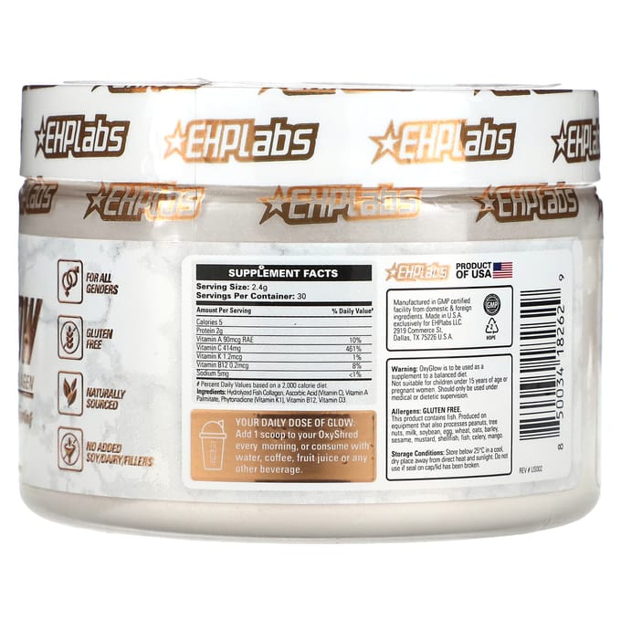 EHPlabs, Oxyglow, collagène marin naturel, 2,53 oz (72g)