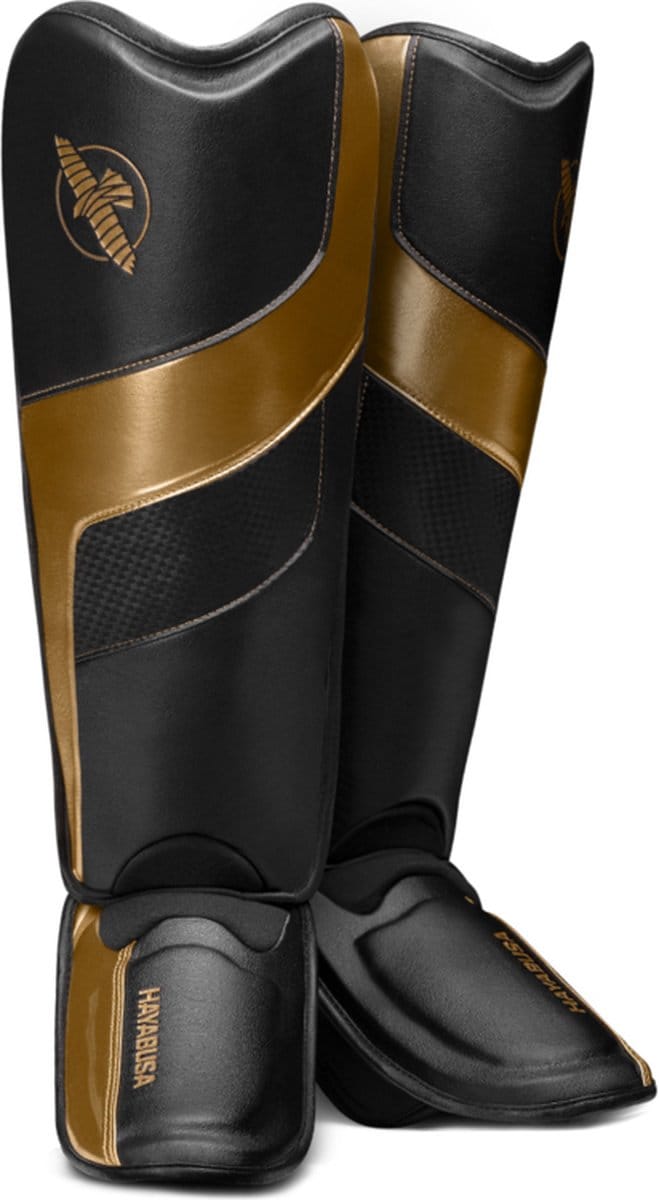 Hayabusa T3 Full-Back Scheenbeschermers - Zwart / Goud - Maat L