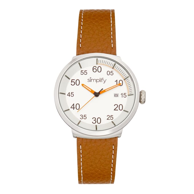 Vereenvoudig het 7100 horloge met leren bandje met datum