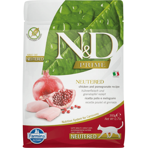 N&D Prime voeding voor de gecastreerde kat Kip 300 gr.