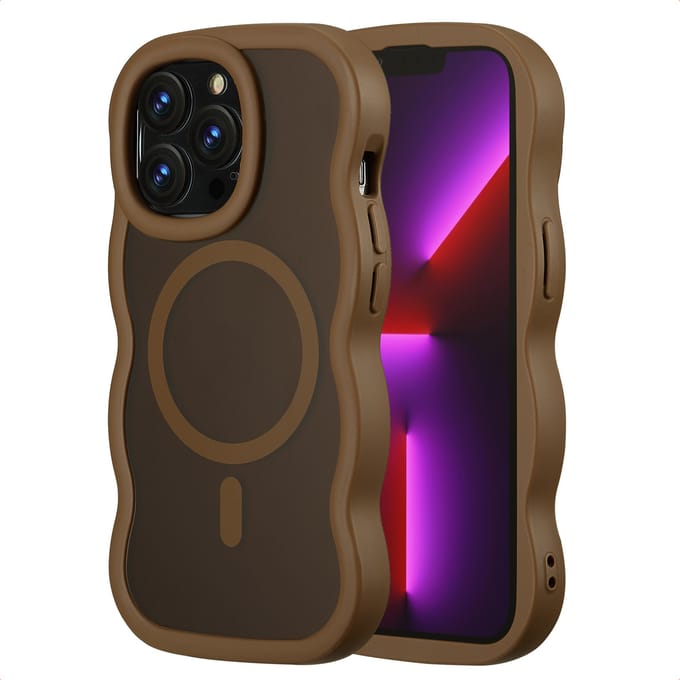 Selencia Wavy Case - Golvend Hoesje geschikt voor Apple iPhone 13 Pro - Mocha Brown